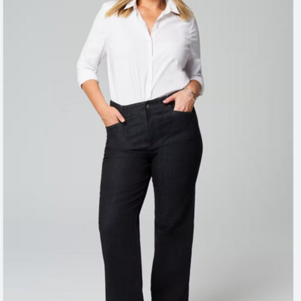 J. Jill High-Rise Angled-Pocket Wide-Leg Jeans Luxe Lakewood Wash Tall 4